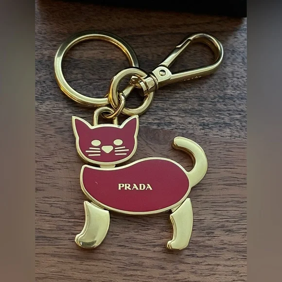 PRADA Red Enamel Articulated Cat Bag Charm w/Box - Picture 3 of 6